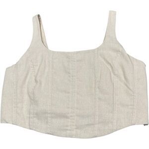 Cream Linen Cropped Top